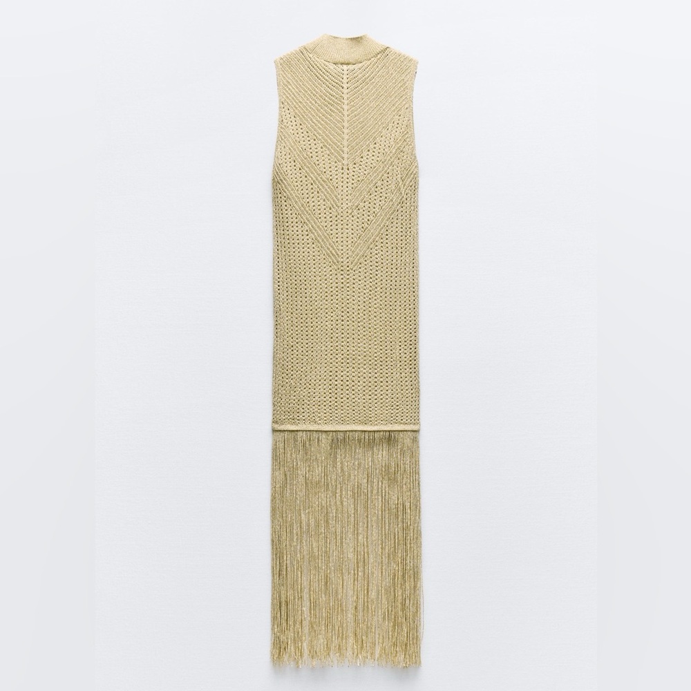 Champagne Ruffled Tiered Sheath Dress